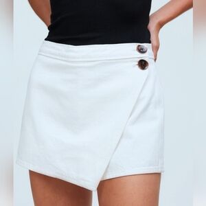 Madewell Minimalist Vintage Off White Canvas Denim Wrap Mini Skort